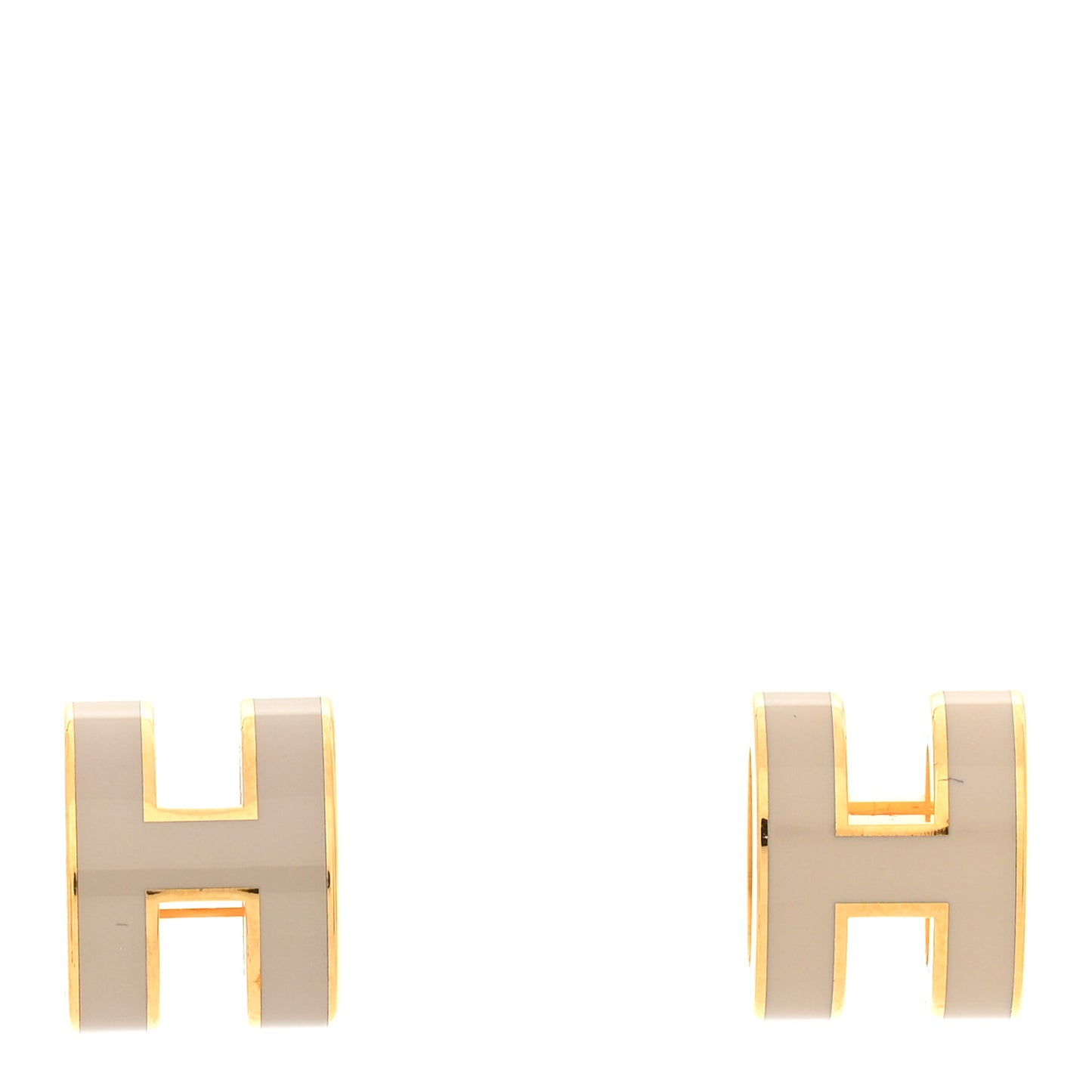 Gold Lacquered Mini Pop H Earrings Marron Glace