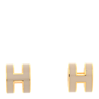 Hermes Gold Lacquered Mini Pop H Earrings Marron Glace 1 of 7