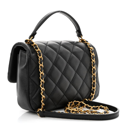 Chanel Calfskin Quilted Top Handle Flap Black 3 of 13