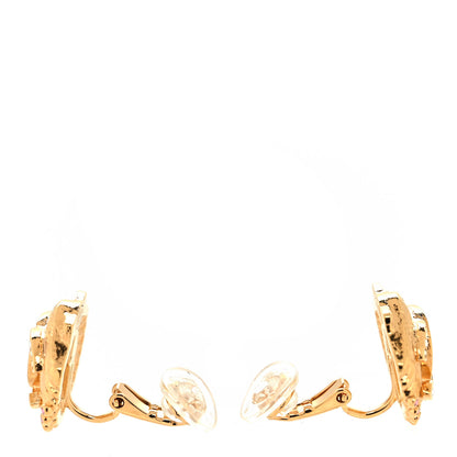 Chanel Crystal CC Shell Earrings Gold 3 of 4