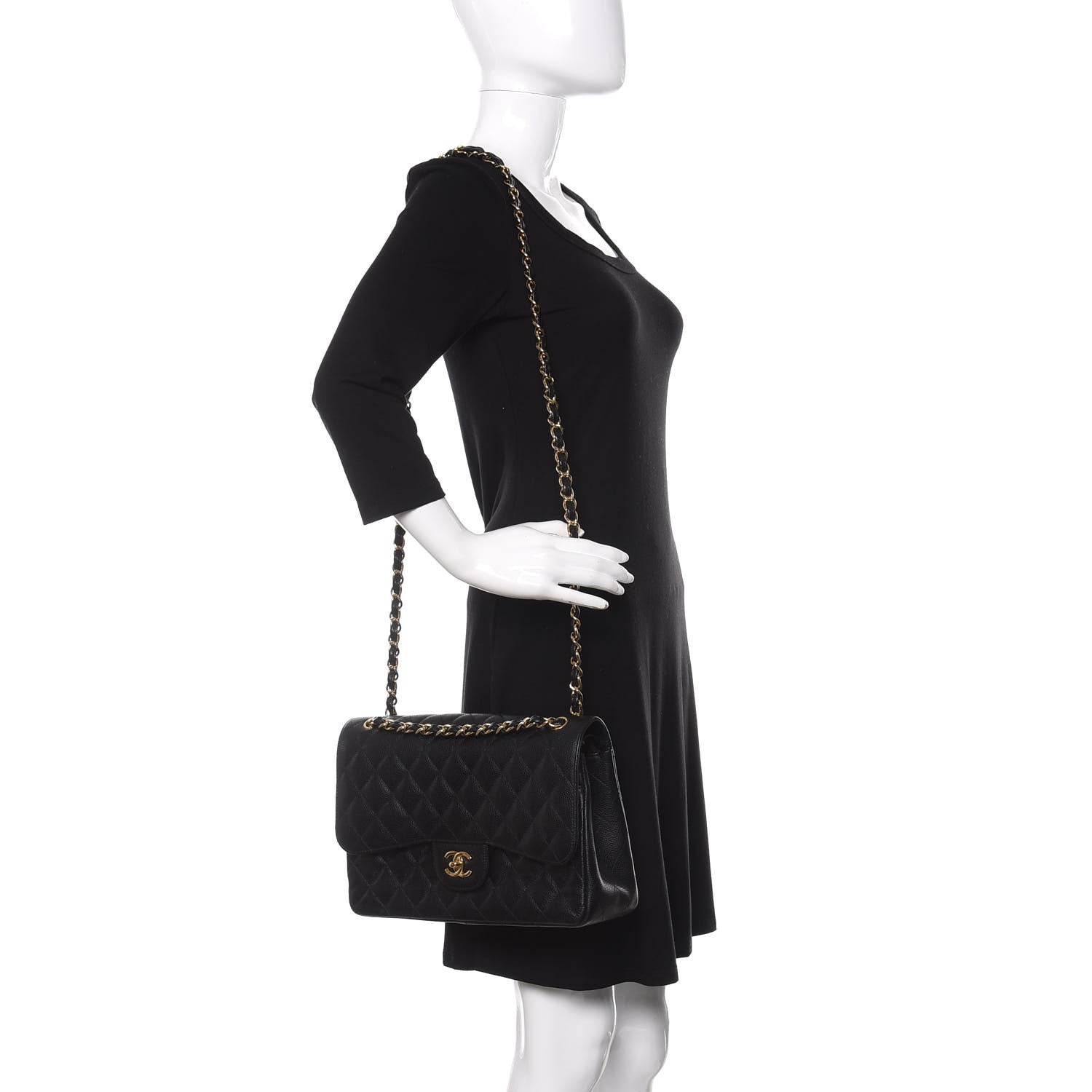 Chanel Caviar Quilted Jumbo Double Flap Black 3 of 13