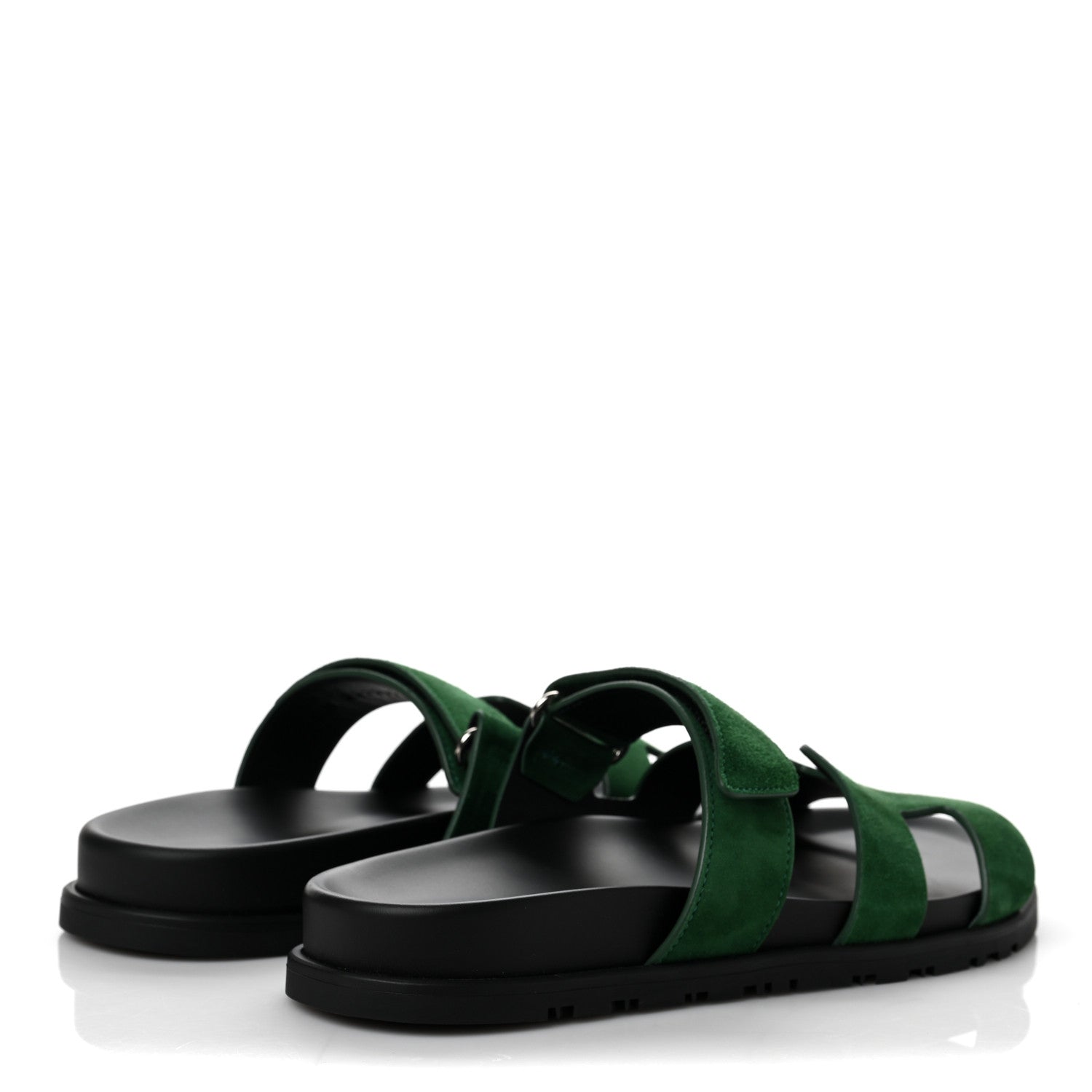 Hermes Suede Goatskin Womens Chypre Sandals 37 Vert Electrique 4 of 10