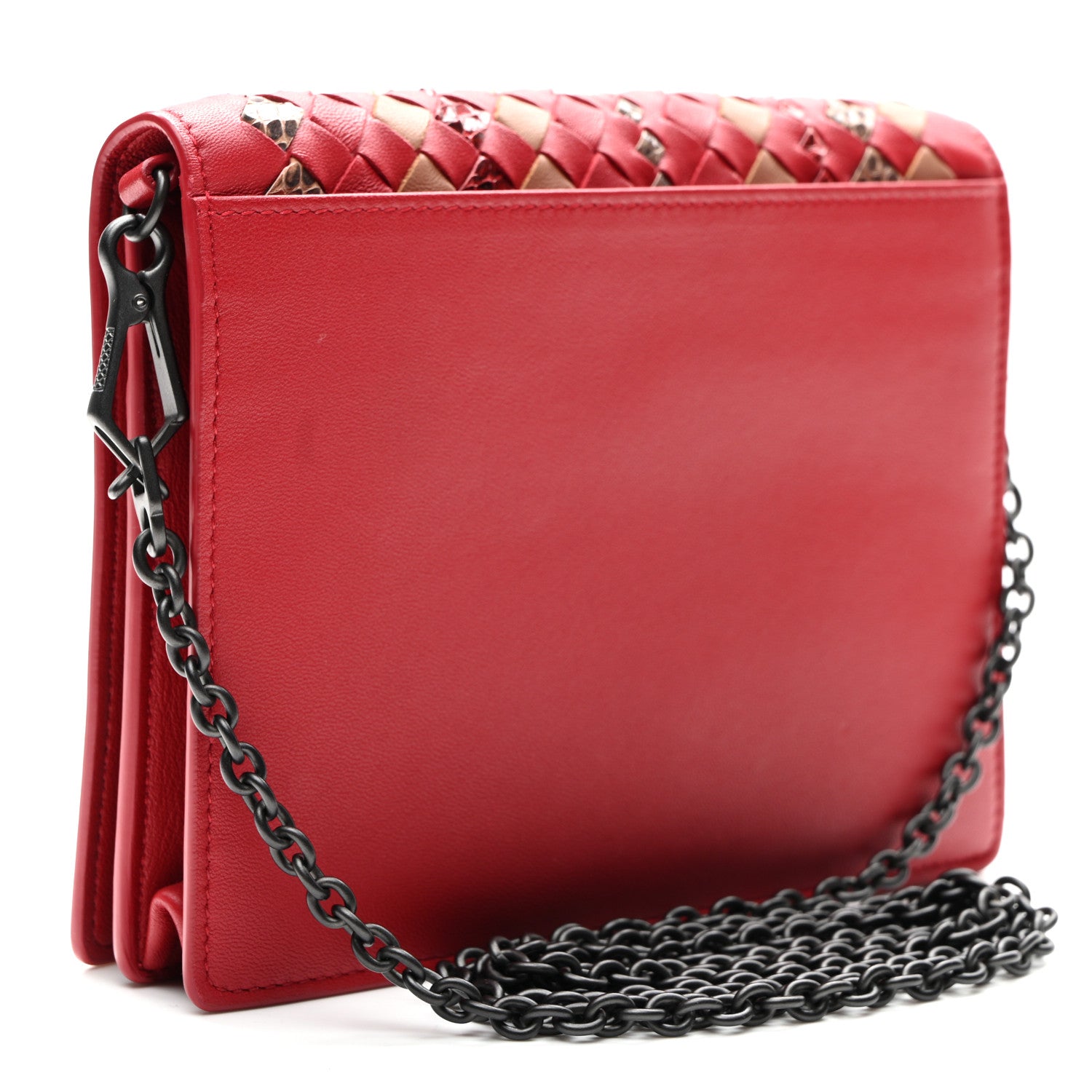 Bottega Veneta Nappa Intrecciato Snakeskin Stained Glass Montebello Crossbody Red Multicolor 3 of 9