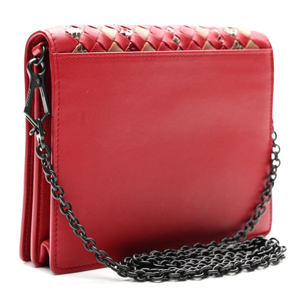 Bottega Veneta Nappa Intrecciato Snakeskin Stained Glass Montebello Crossbody Red Multicolor 3 of 9