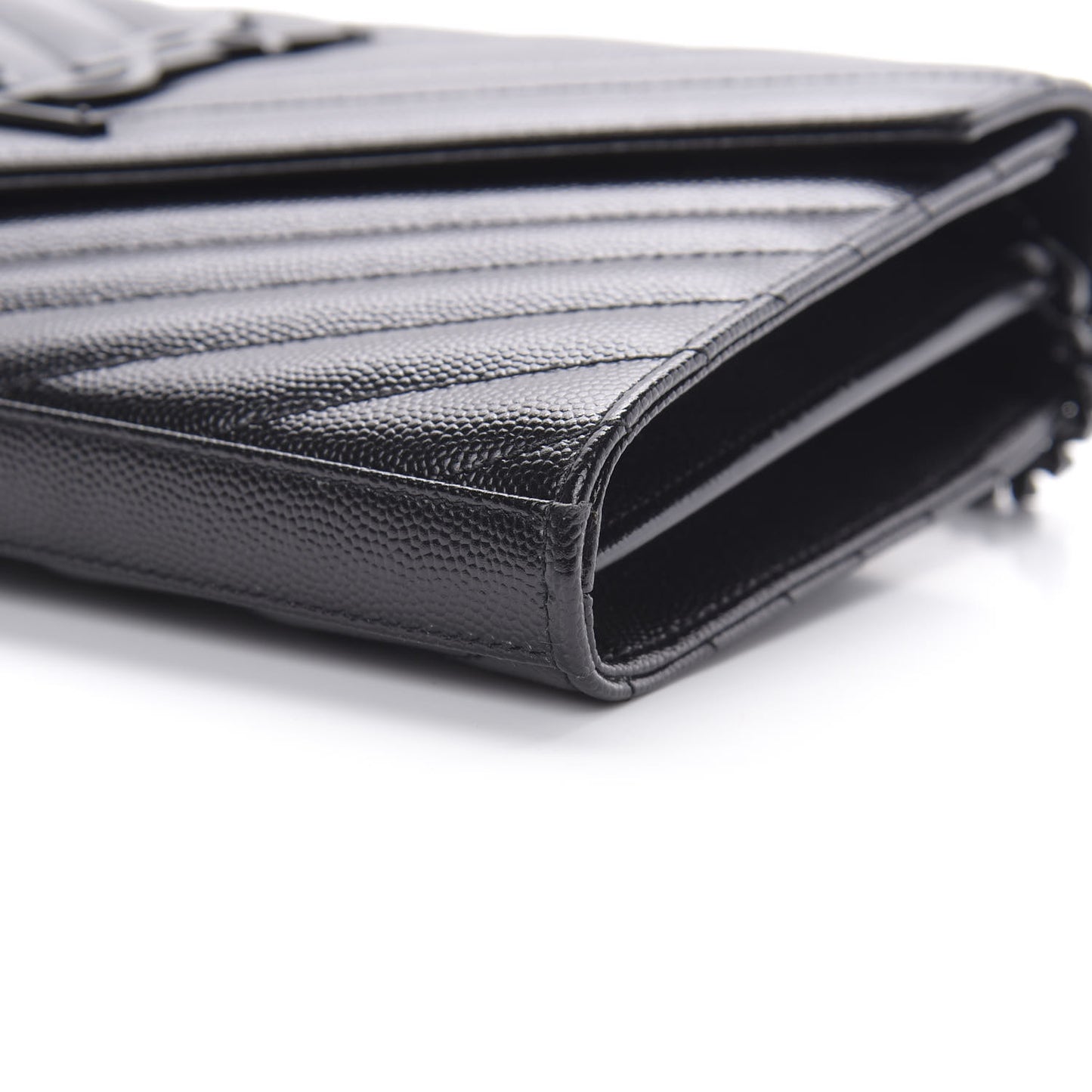 Grain De Poudre Matelasse Chevron Monogram Chain Wallet Black