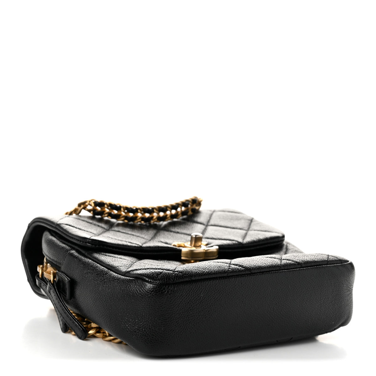 Shiny Caviar Quilted Chain Melody Backpack Black
