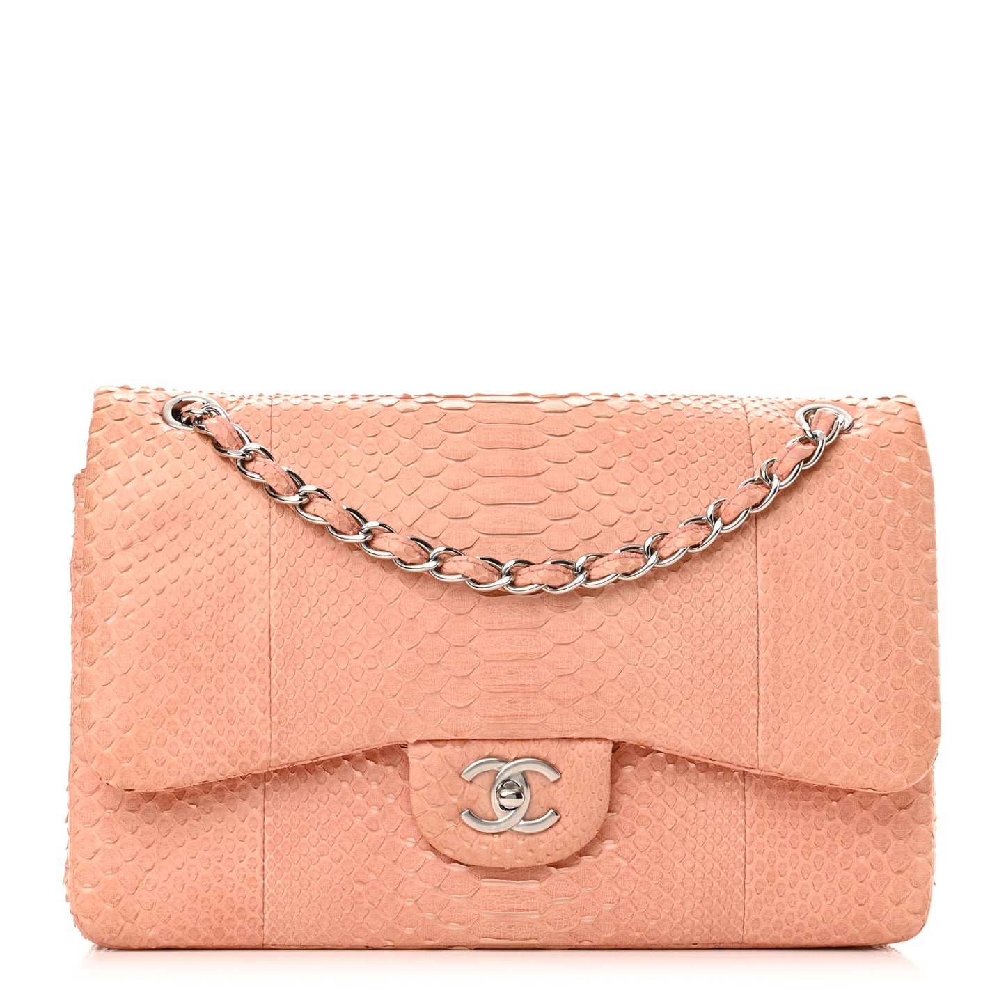 Snakeskin Jumbo Double Flap Pink