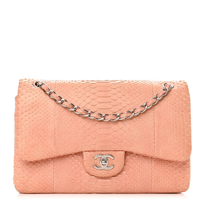 Chanel Snakeskin Jumbo Double Flap Pink 1 of 10