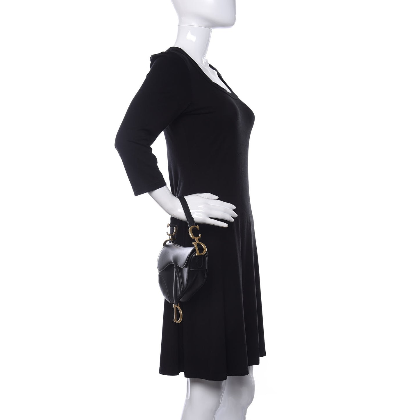 Calfskin Mini Saddle Bag Black