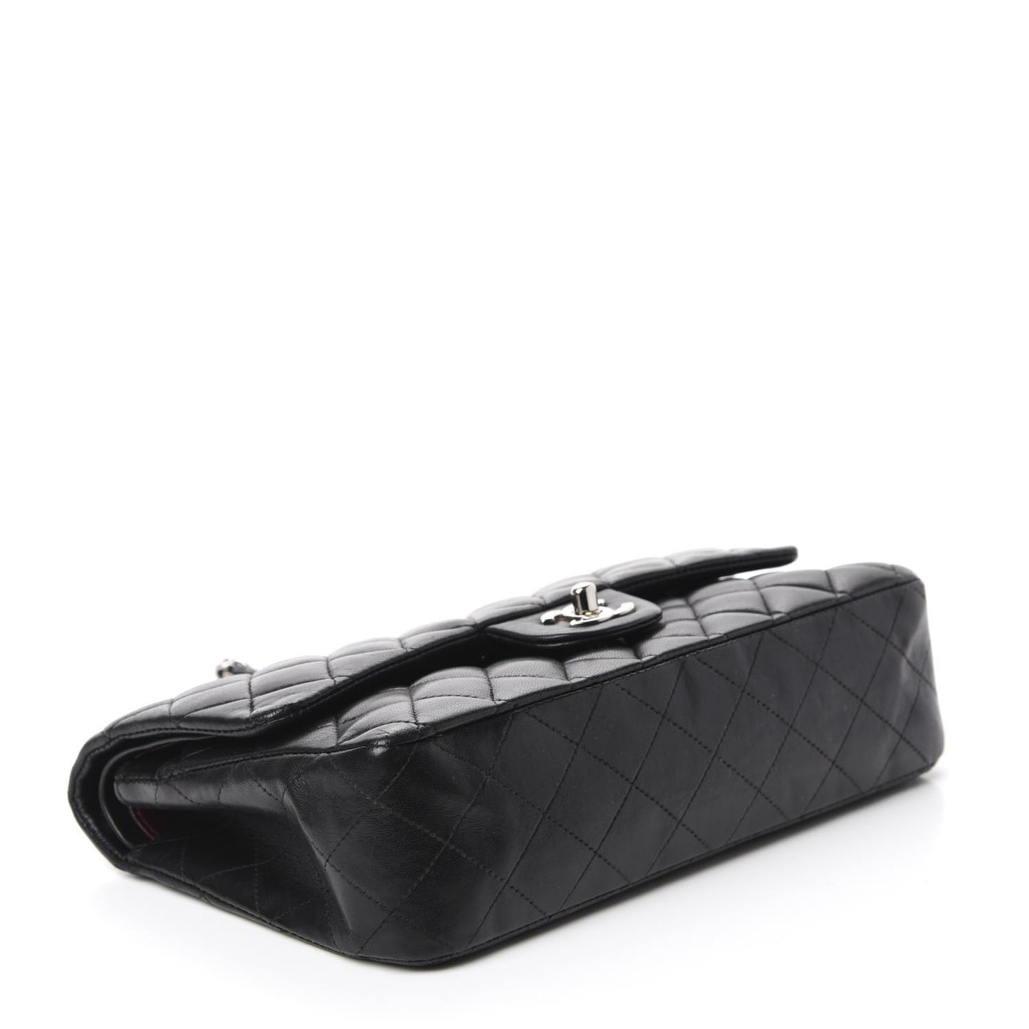 Lambskin Quilted Medium Double Flap Black