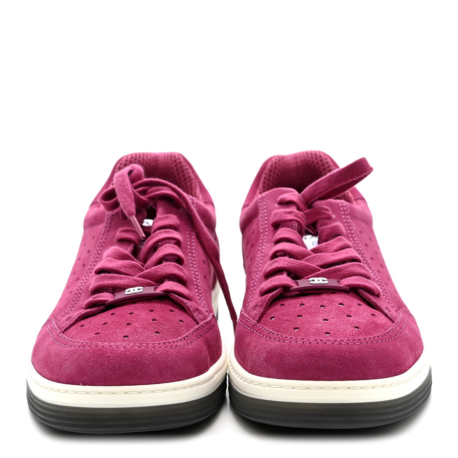 Chanel Suede Calfskin Logo Sneakers 41 Dark Pink 3 of 8