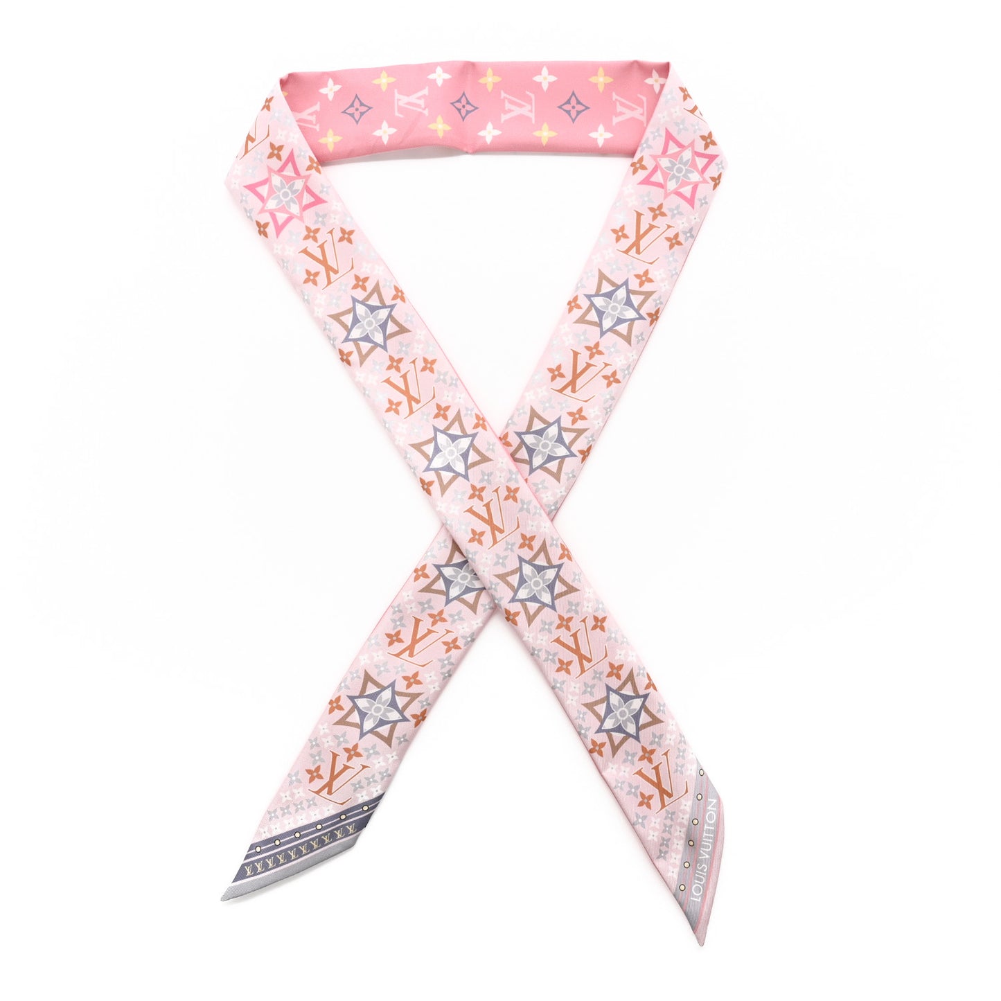 Silk Monogram Flowers Forever Bandeau Rose Clair