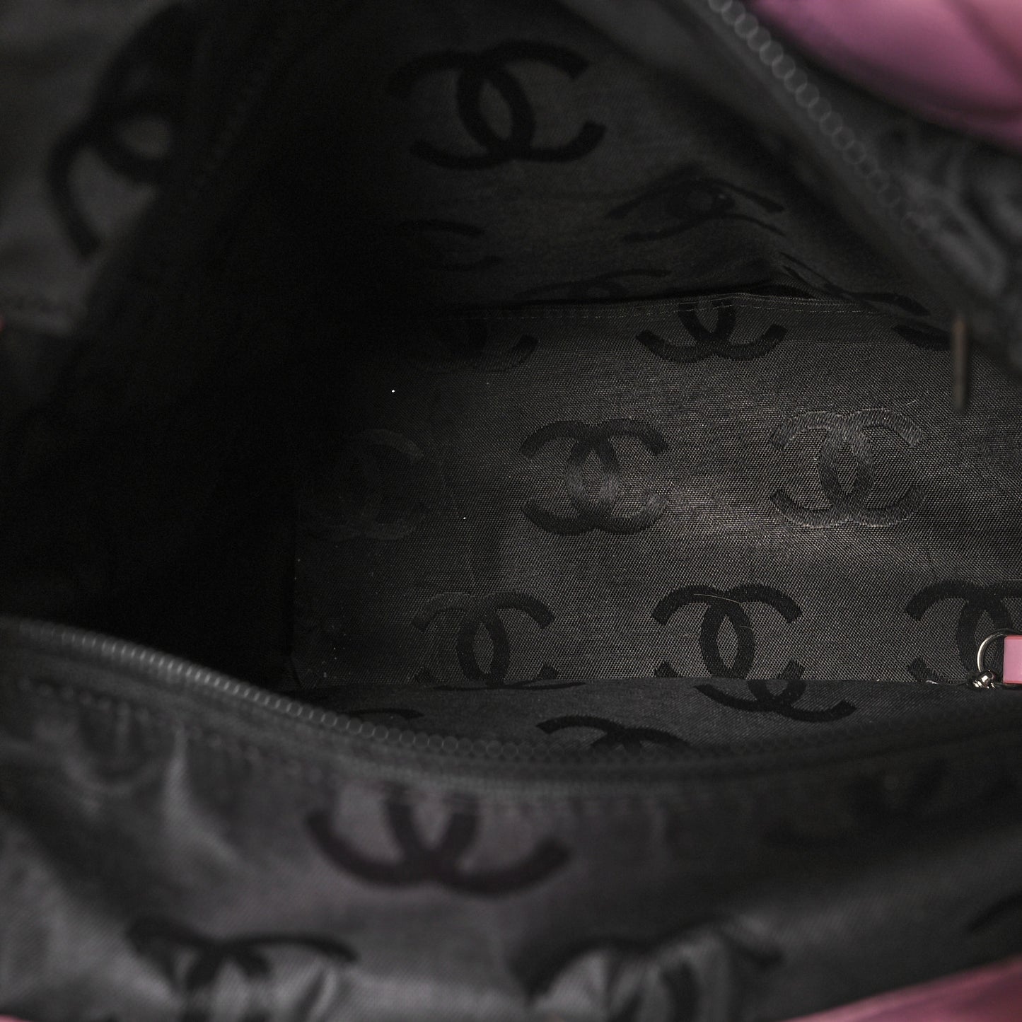 Calfskin Quilted Medium Cambon Tote Pink Black