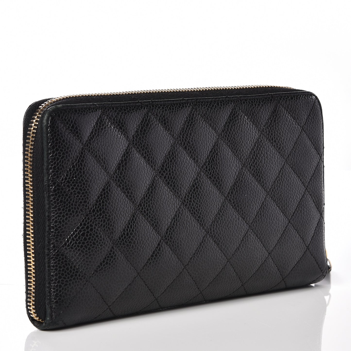 Caviar Quilted Large Zip Around Organizer Wallet Black