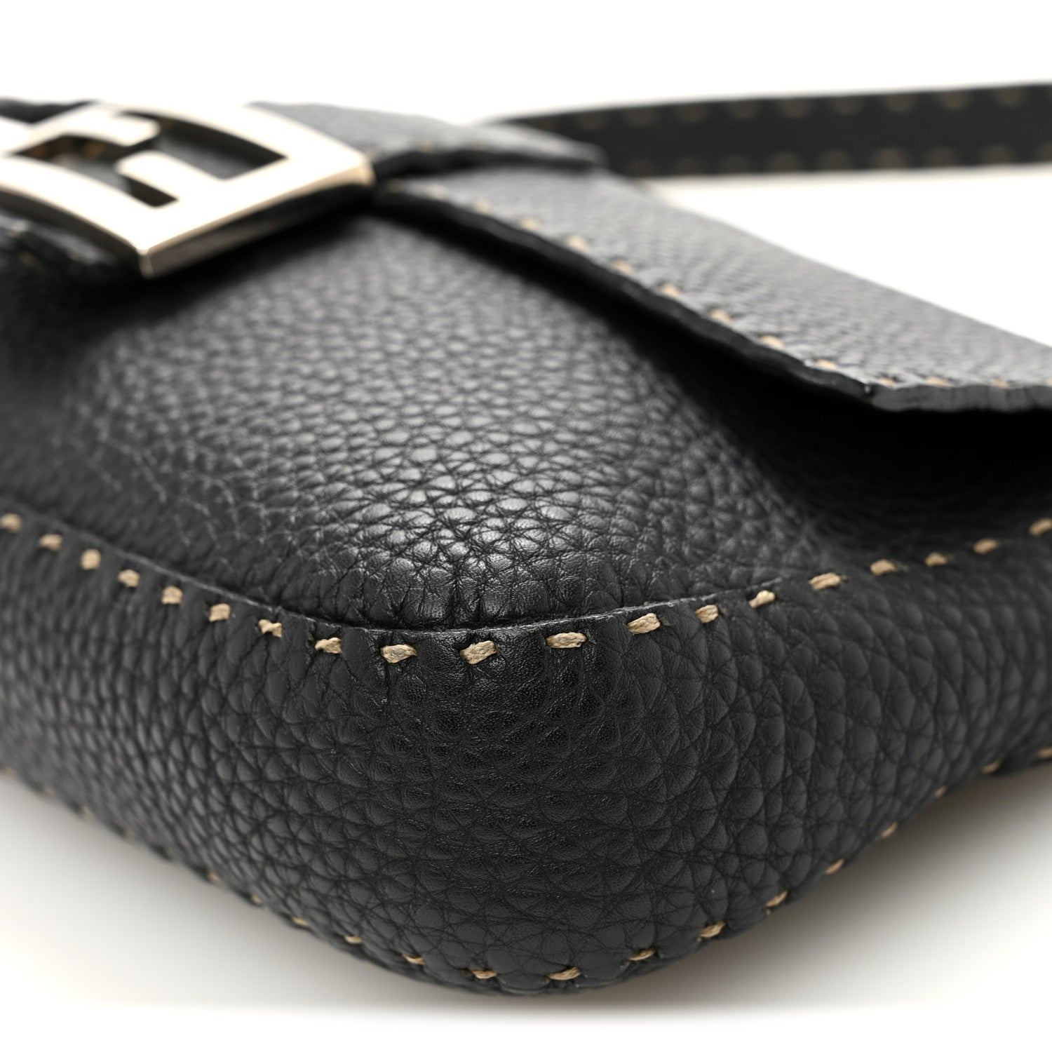 Fendi Calfskin Romano Selleria Baguette Black 10 of 12