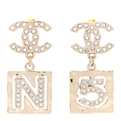 Chanel Crystal CC No 5 Drop Earrings Gold 1 of 5