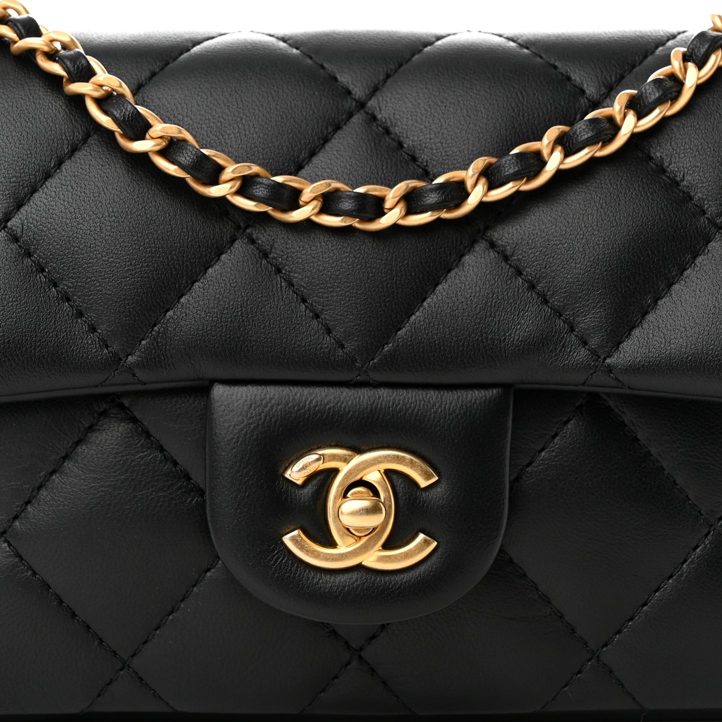 Lambskin Quilted Mini Heart Charms Flap Black