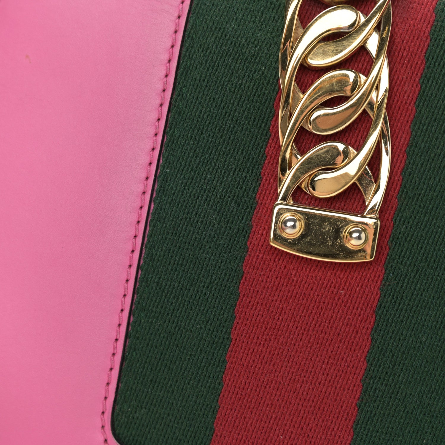 Gucci Vitello Fontanella Web Mini Sylvie Chain Shoulder Bag Pink Tropical Flower 16 of 17