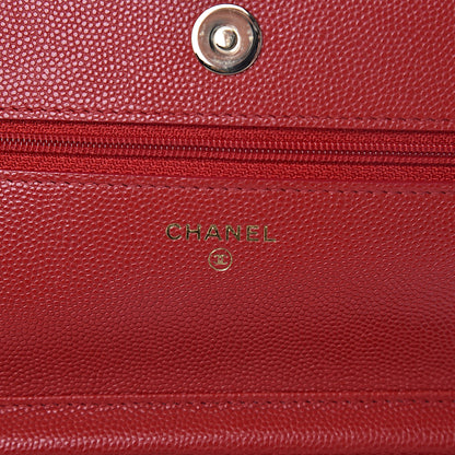 Chanel Caviar Quilted Wallet on Chain WOC Red 6 of 14