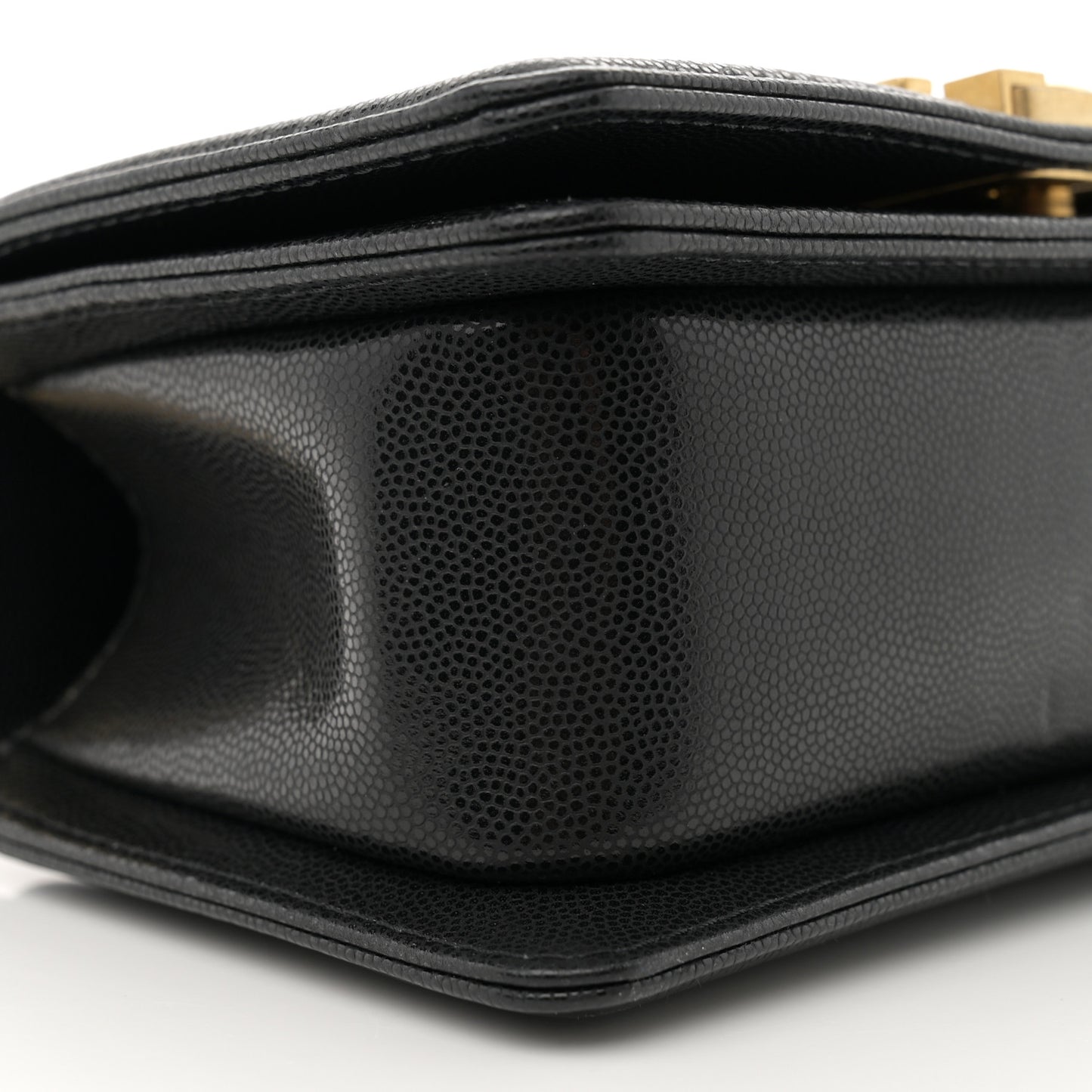 Shiny Caviar Quilted Small Top Handle Boy Flap Black