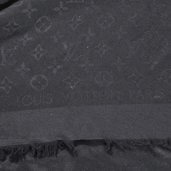 Louis Vuitton Silk Wool Monogram Shawl Black 4 of 5