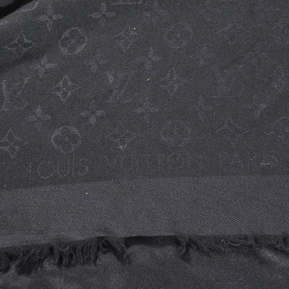 Louis Vuitton Silk Wool Monogram Shawl Black 4 of 5