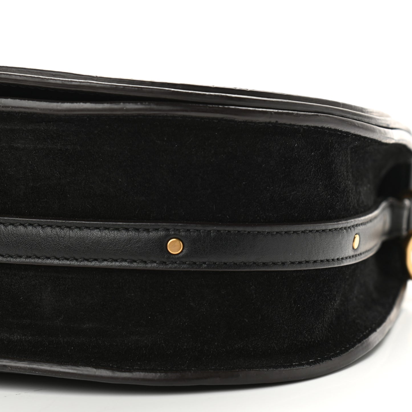 Calfskin Suede Medium Nile Bracelet Bag Black
