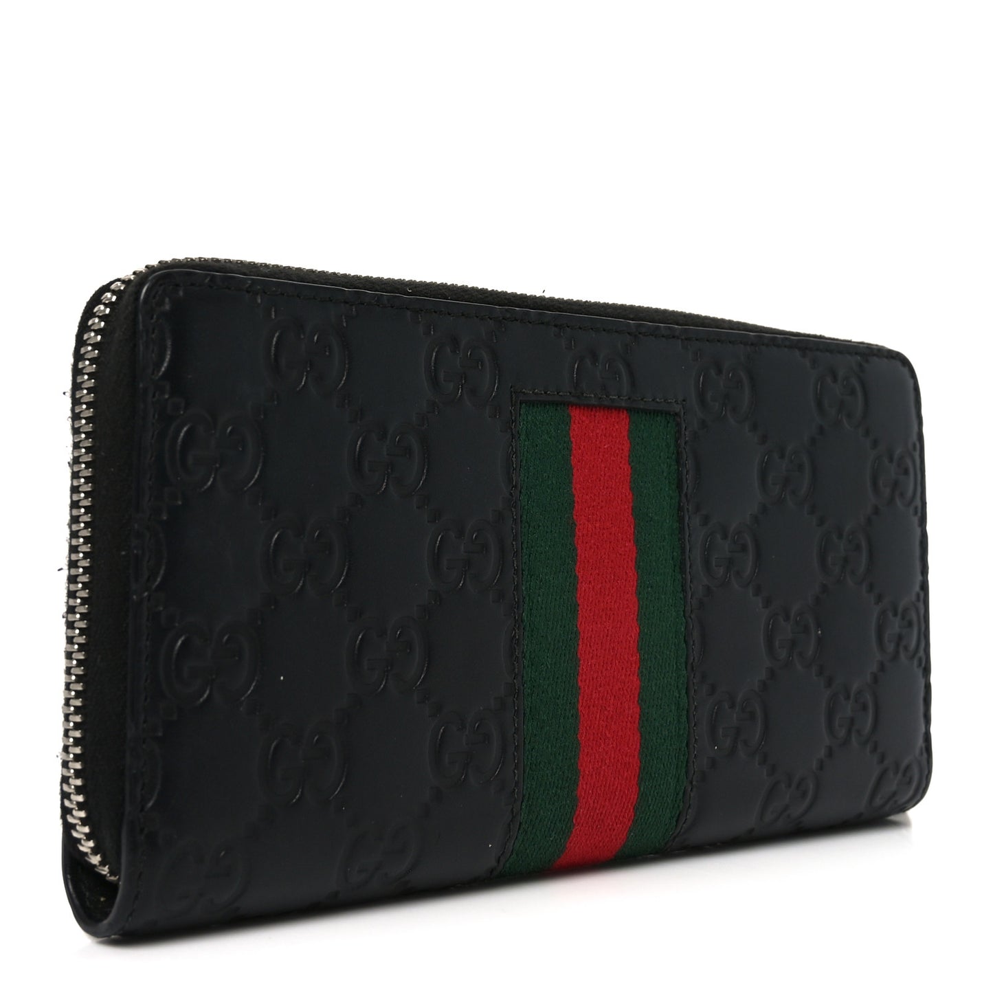 Guccissima Web Zip Around Wallet Black