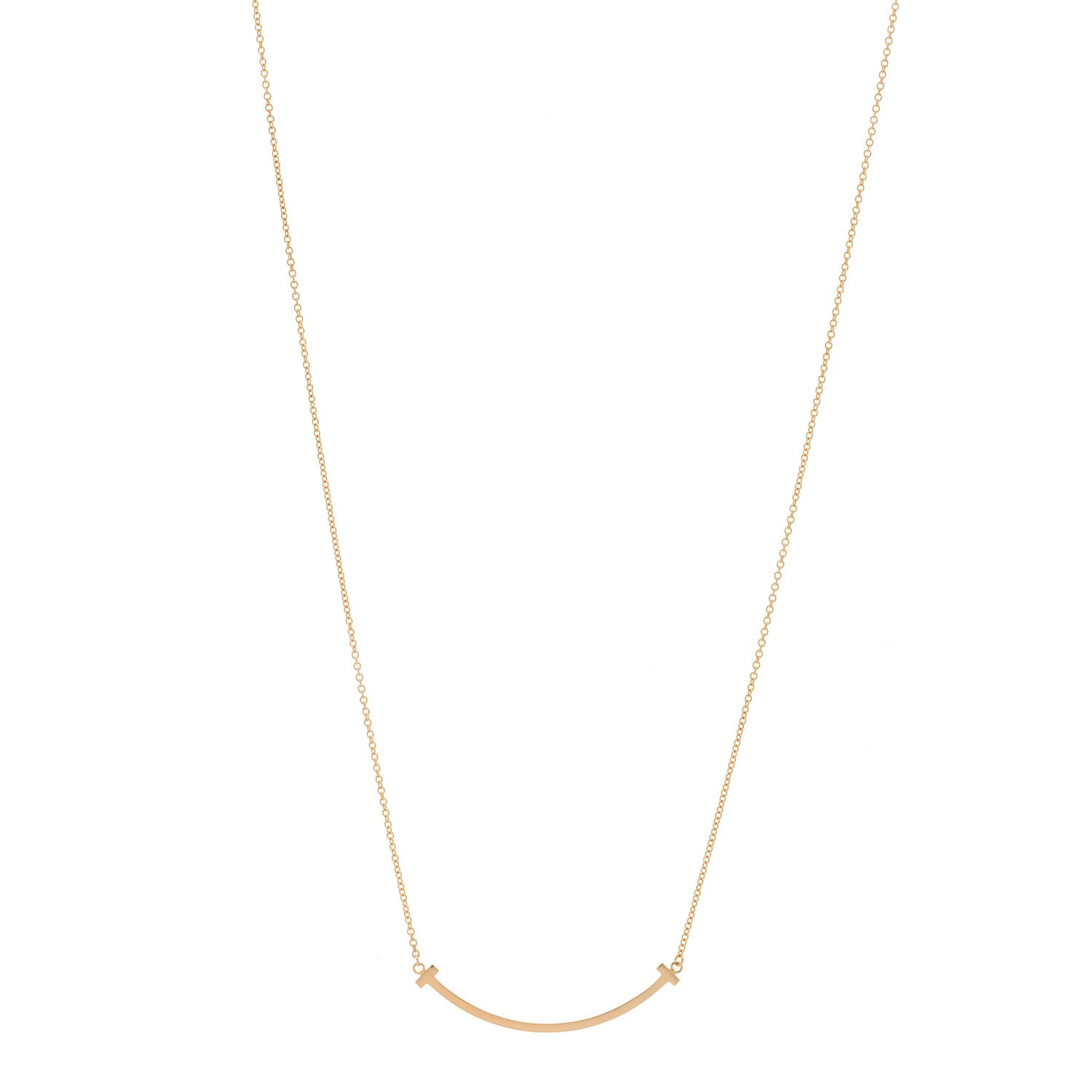 Tiffany 18K Rose Gold Small T Smile Pendant Necklace 1 of 3