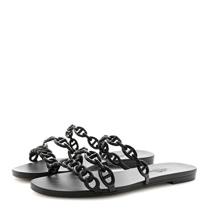 Hermes Rubber Chaine d'Ancre Rivage Sandals 35 Black 4 of 9