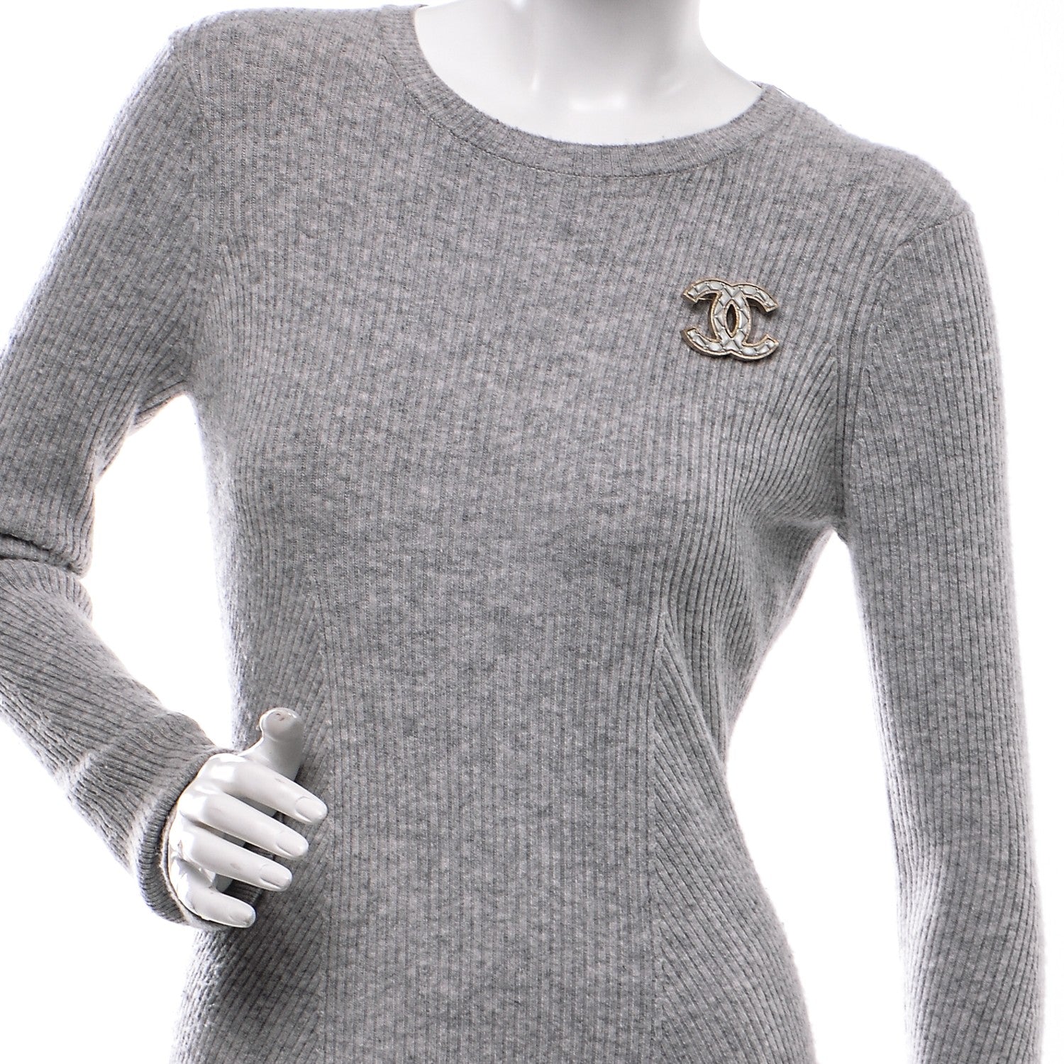 Chanel Metal Quilted CC Brooch Silver Gold 2 of 4