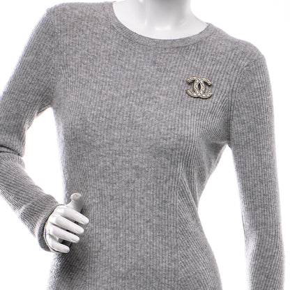 Chanel Metal Quilted CC Brooch Silver Gold 2 of 4