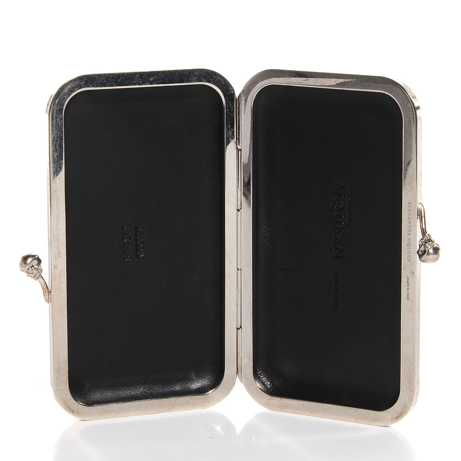 Alexander McQueen Leather Twin Skull Box Clutch Silver 5 of 7