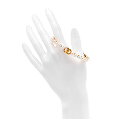 Chanel Pearl CC Cuff Bracelet M Gold Pearly White 2 of 5
