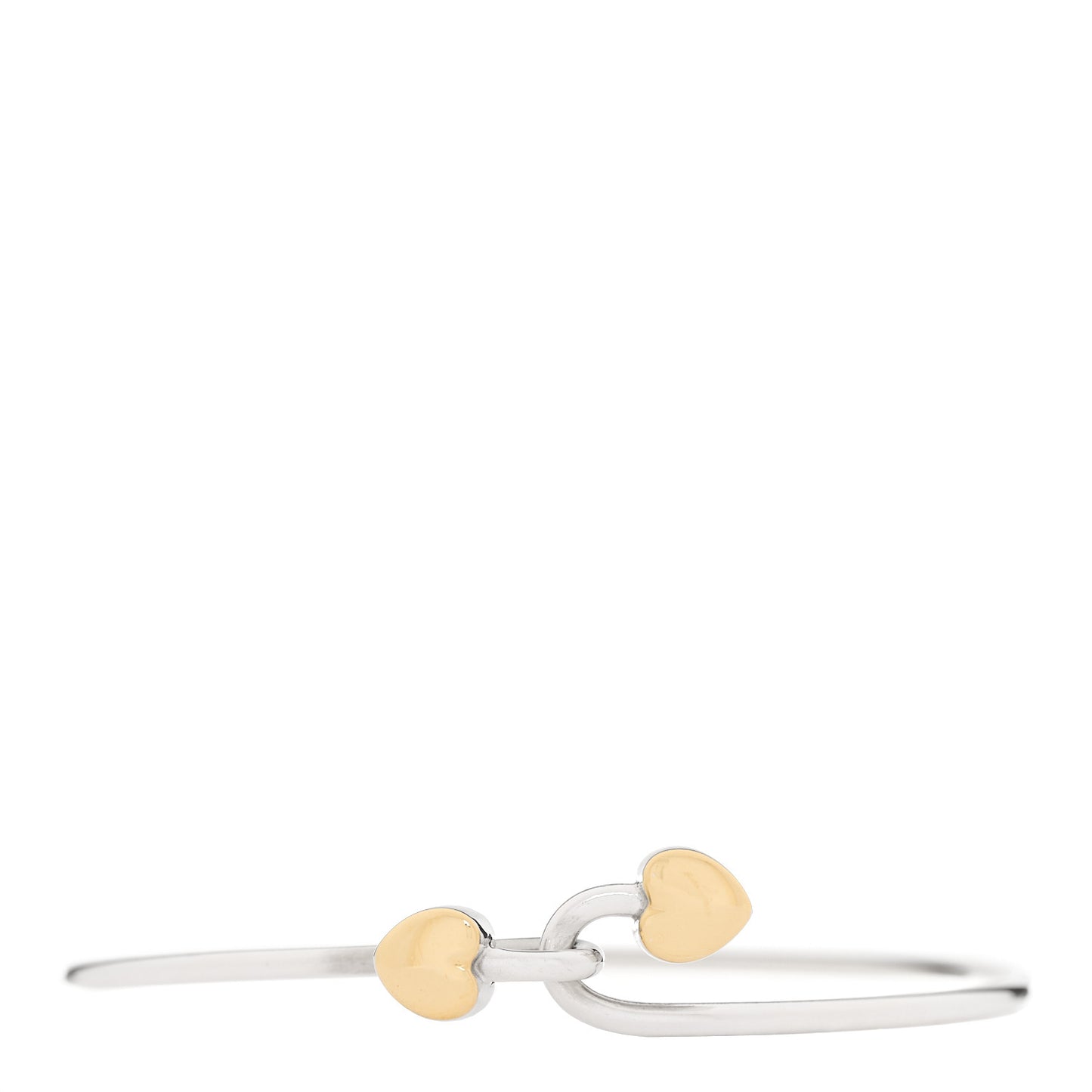 Sterling Silver 18K Yellow Gold Two Heart Hook Bracelet