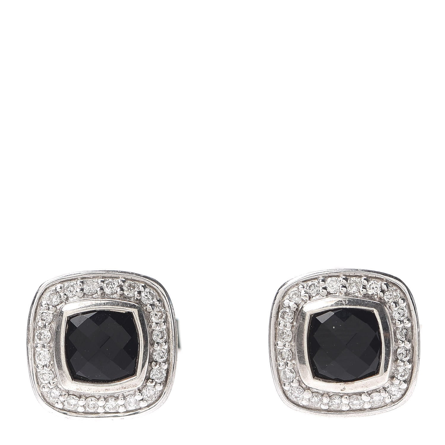 David Yurman Sterling Silver Diamond Black Onyx 5mm Petite Albion Earrings 1 of 4