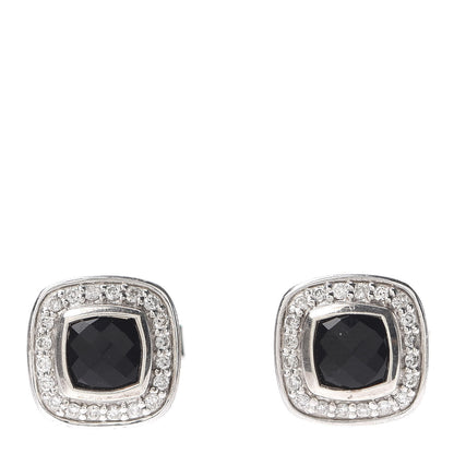 David Yurman Sterling Silver Diamond Black Onyx 5mm Petite Albion Earrings 1 of 4