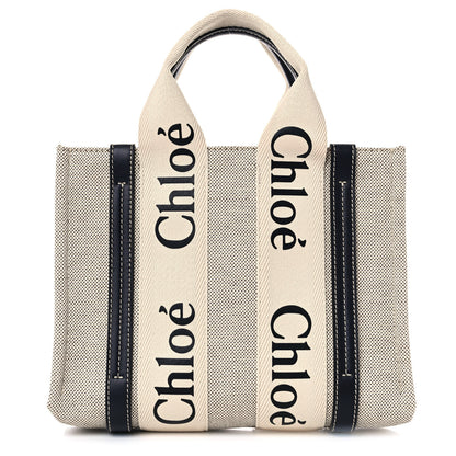 Chloe Cotton Calfskin Small Woody Ribbon Tote White 2 of 25