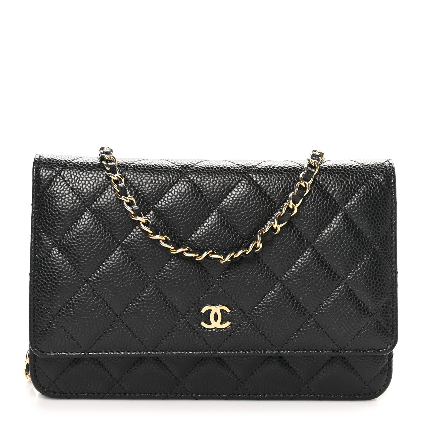 Caviar Quilted Wallet on Chain WOC Black