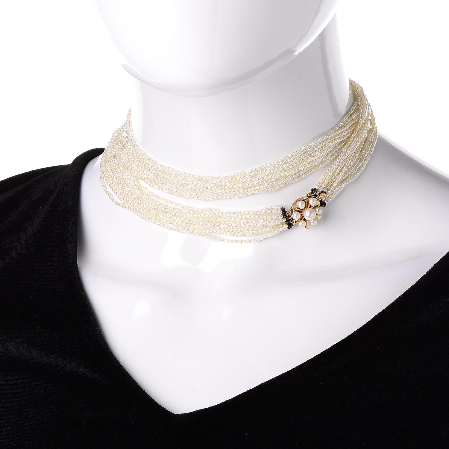 Mikimoto 14K Yellow Gold Akoya Seed Pearl Multi Strand Necklace 28" 4 of 7
