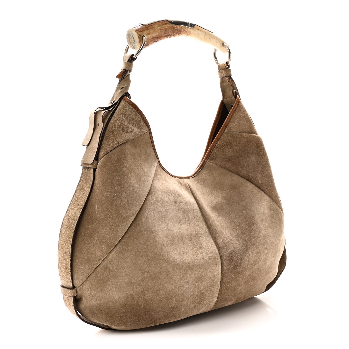 Suede Buffalo Horn Mombasa Hobo Beige