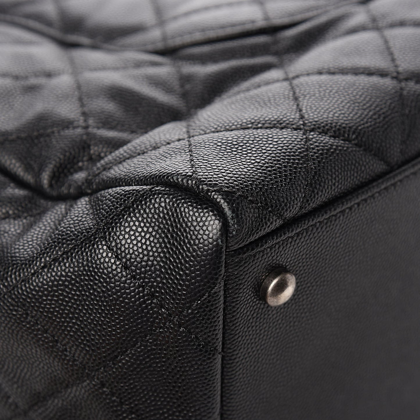 Caviar Lizard Quilted Large Coco Handle Shopping Tote Black