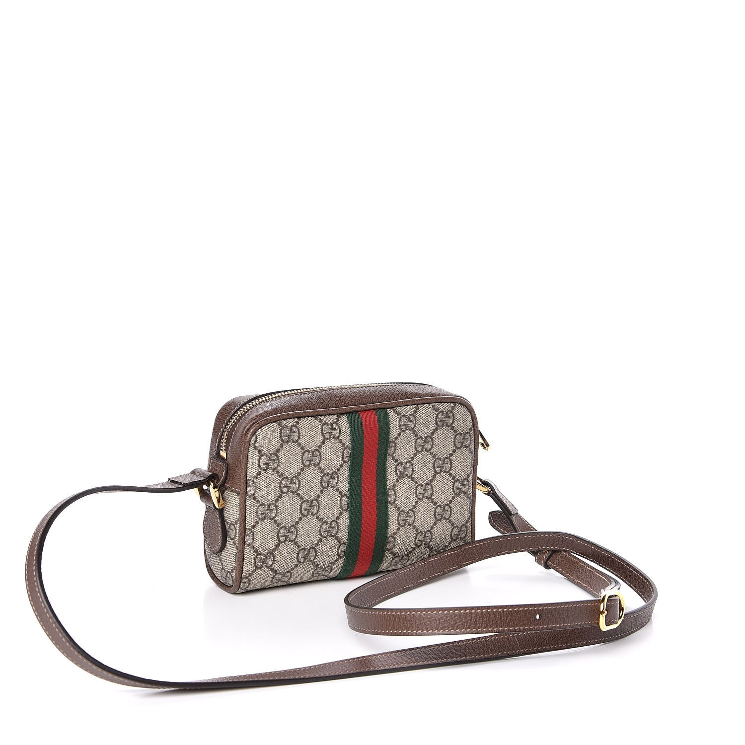 Gucci GG Supreme Monogram Web Mini Ophidia Shoulder Bag Brown 3 of 11