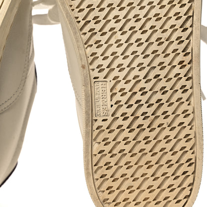 Hermes Calfskin Lizard Womens Quicker Sneakers 35 White Bordeaux 6 of 15