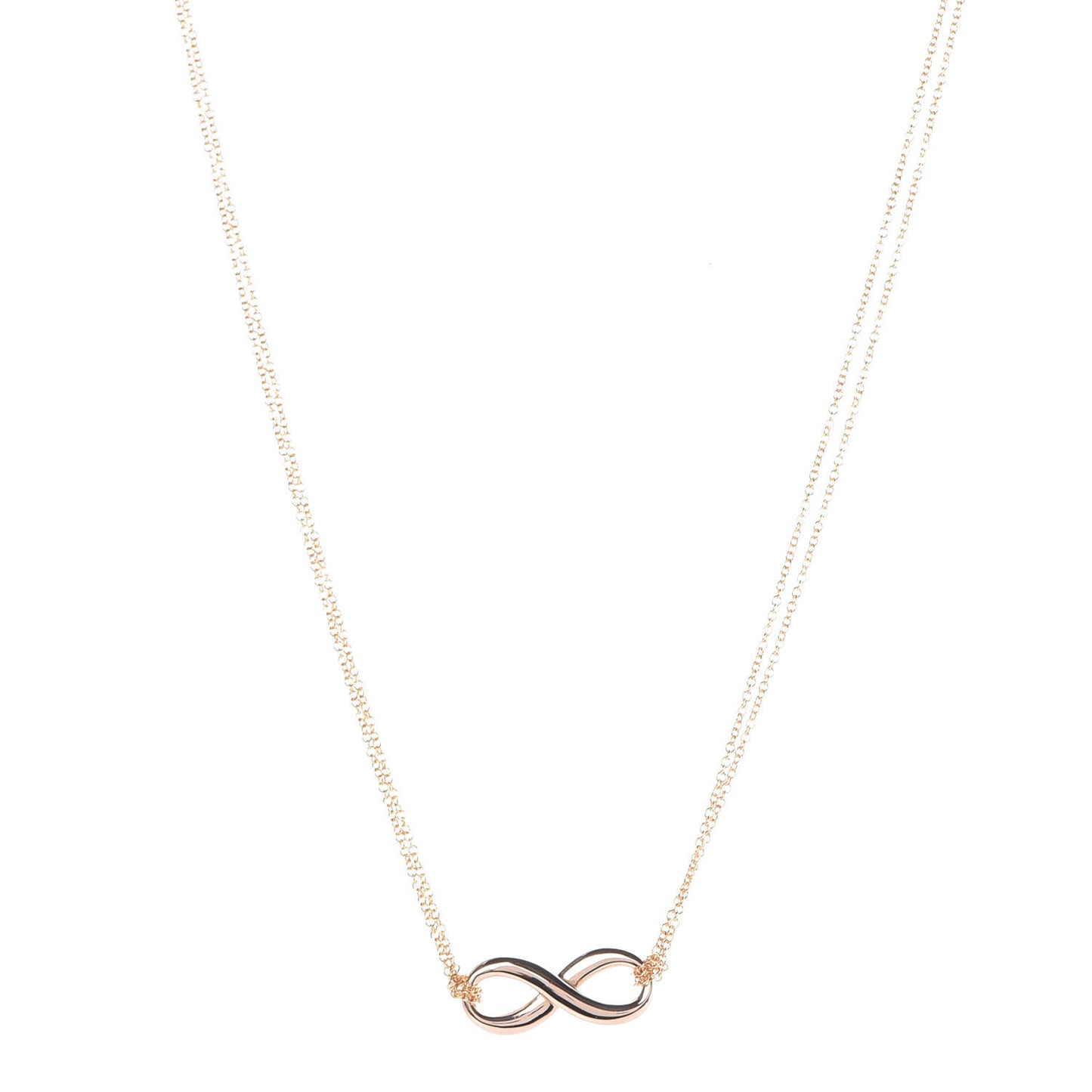 18K Rose Gold Infinity Double Chain Pendant Necklace