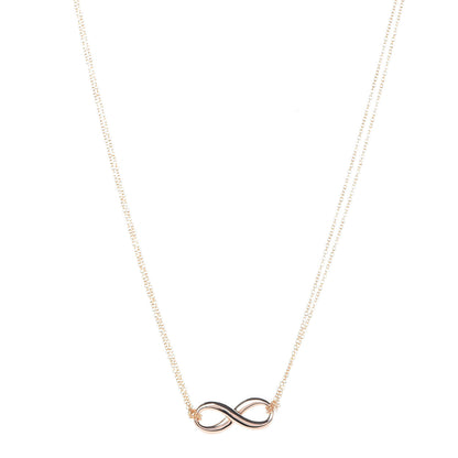 Tiffany 18K Rose Gold Infinity Double Chain Pendant Necklace 1 of 6