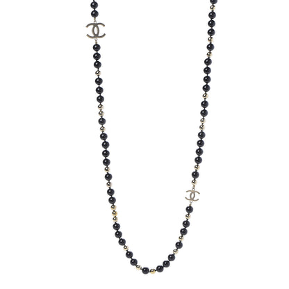 Chanel Beaded CC Long Necklace Black Gold 1 of 6