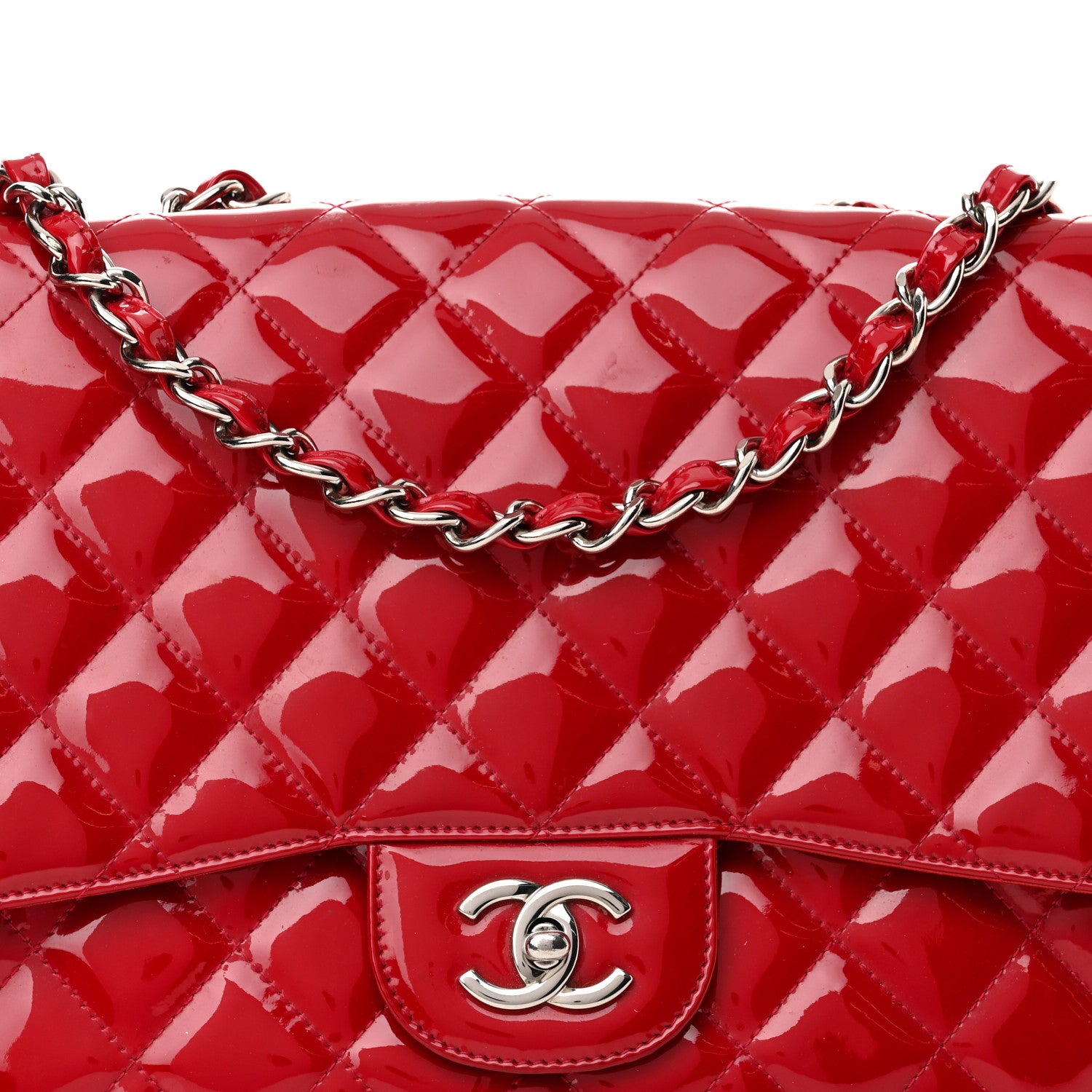 Chanel Patent Jumbo Single Flap Red 8 of 17