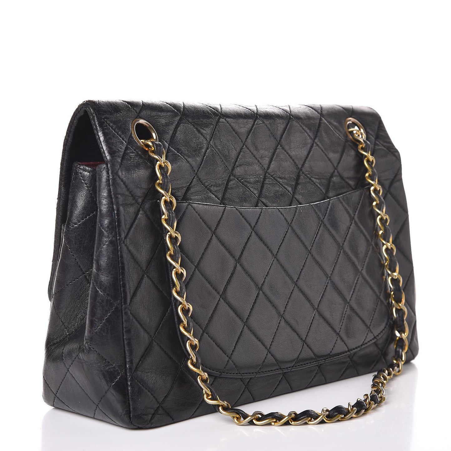 Lambskin Quilted Jumbo Single Flap Black