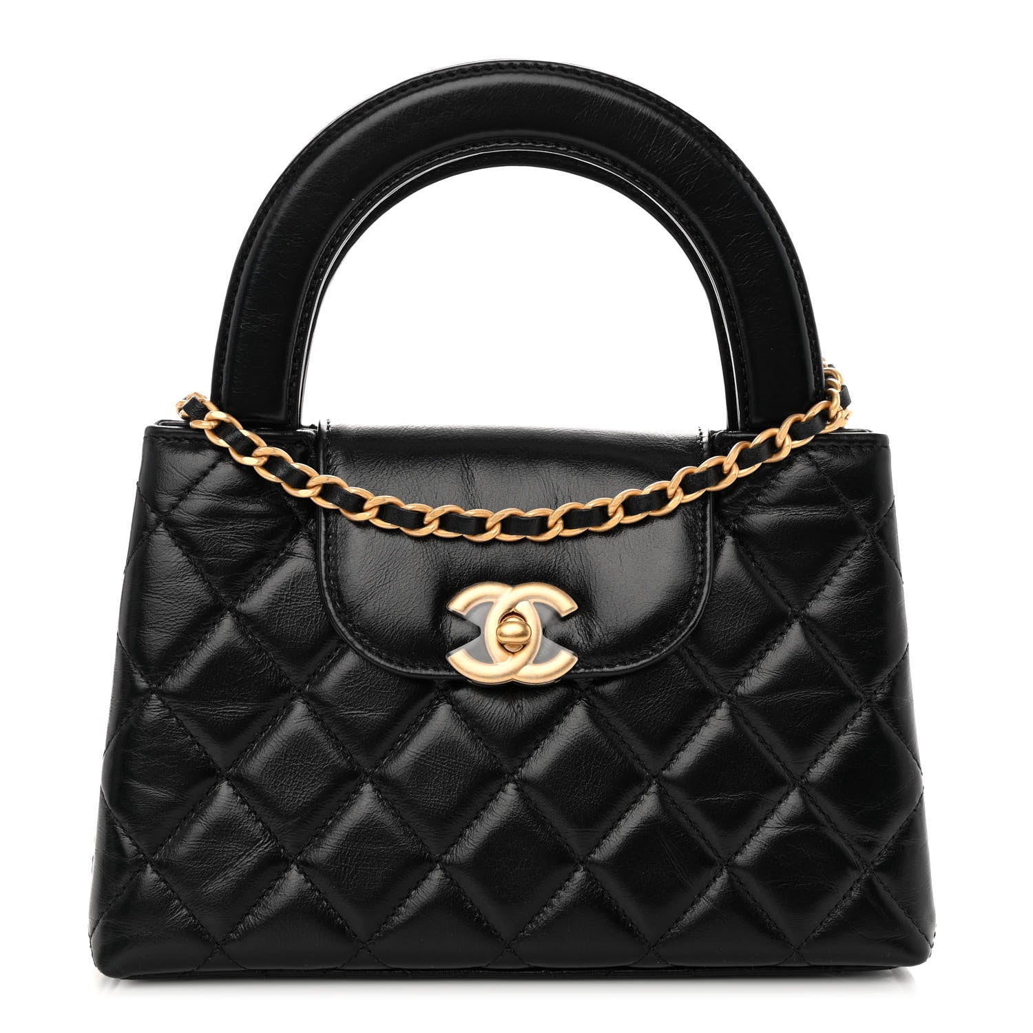 Chanel Shiny Aged Calfskin Quilted Nano Kelly Shopper Black 1 of 11